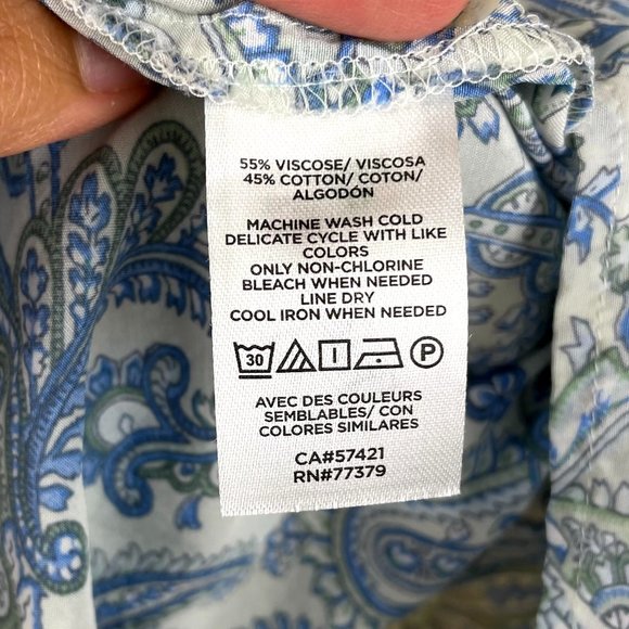 Ann Taylor Boho Paisley Button-down Blouse M - Picture 9 of 10